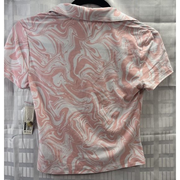 No Boundaries Junior/women’s Top Size S(3-5) color Pink short sleeve Button Up - Picture 8 of 11